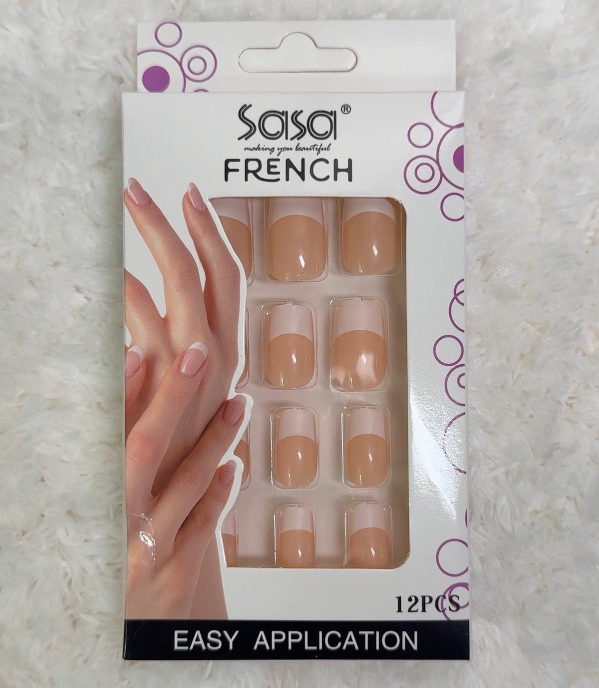 French Nails Opaque Peach — 12 Pieces