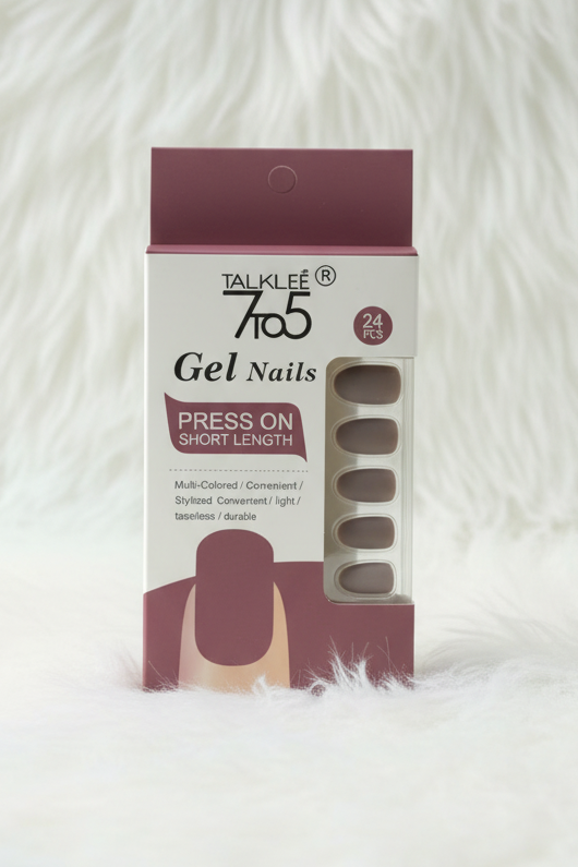 TalkTee 7to5 Gel Nails – Espresso shot Nude Matte (24 Pieces)