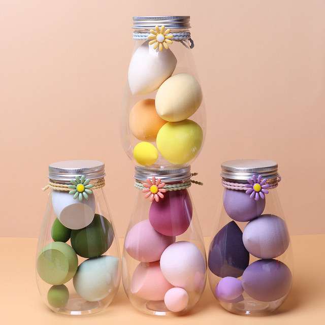 Makeup Blender Sponge Set ā 6 Sizes in a Reusable Storage Jar