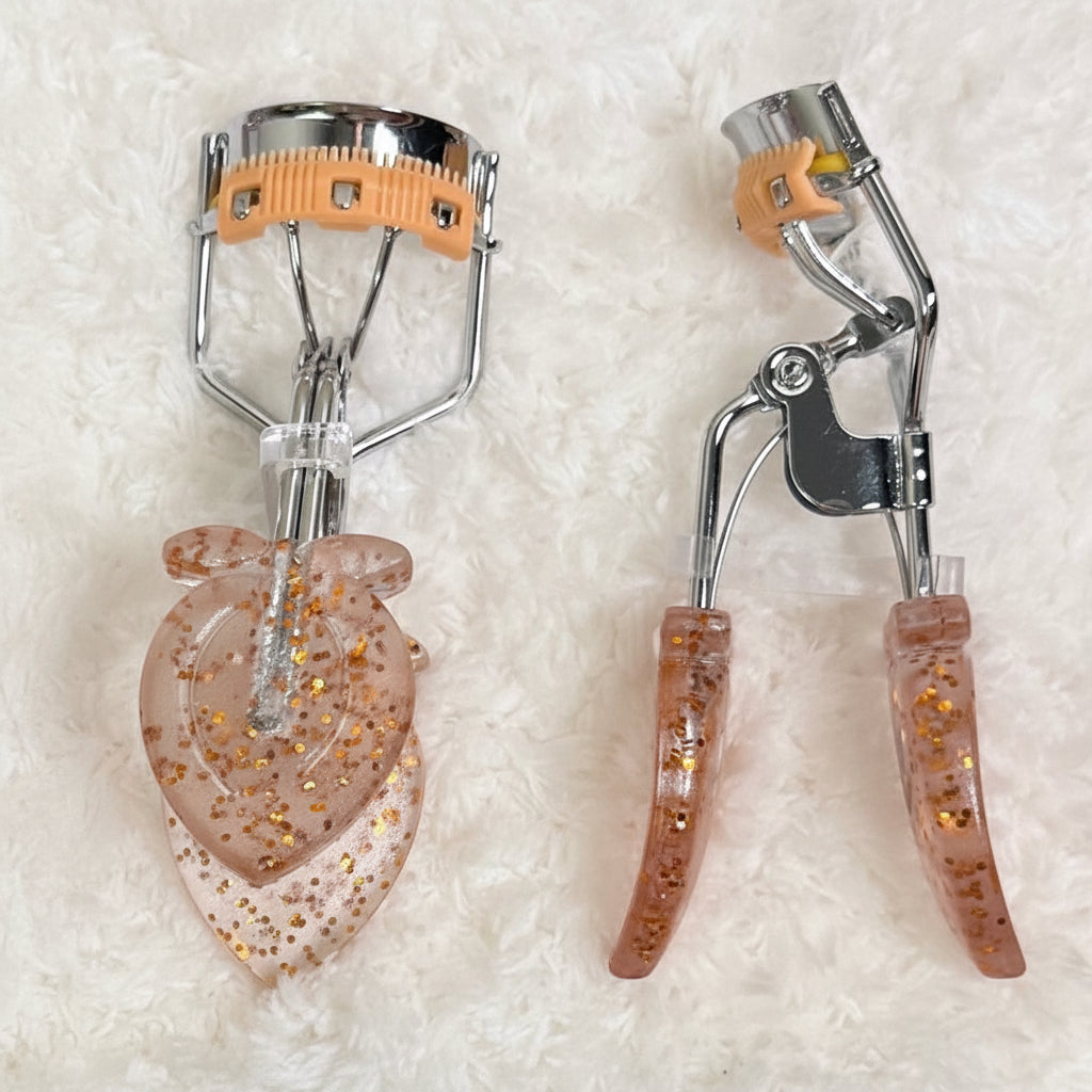 Glitter Leaf shaped Eyelash Curler with Built-In Lash Comb