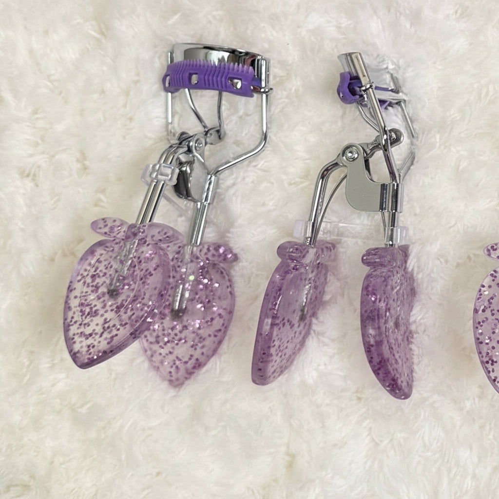 Glitter Leaf shaped Eyelash Curler with Built-In Lash Comb