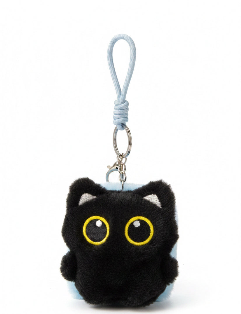 Cute Cat Plushie Mirror Bag Charm 😸🪞✨ Black & Blue
