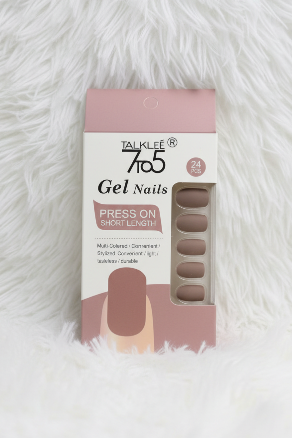 TalkTee 7to5 Gel Nails – Dark Nude Matte (24 Pieces)