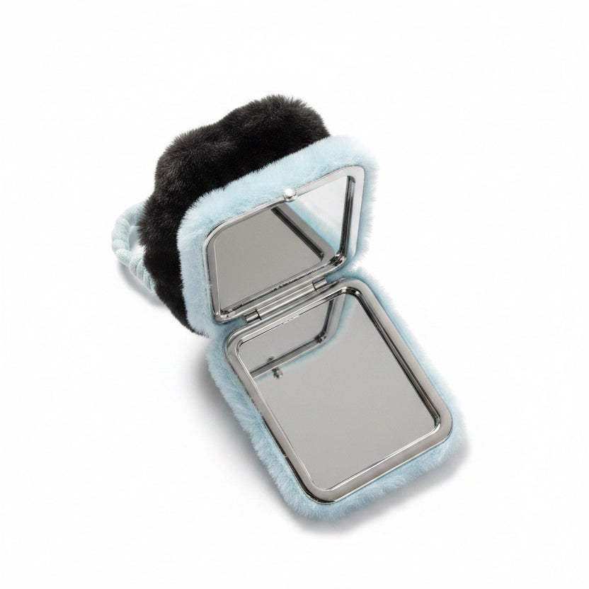 Cute Cat Plushie Mirror Bag Charm 😸🪞✨ Black & Blue