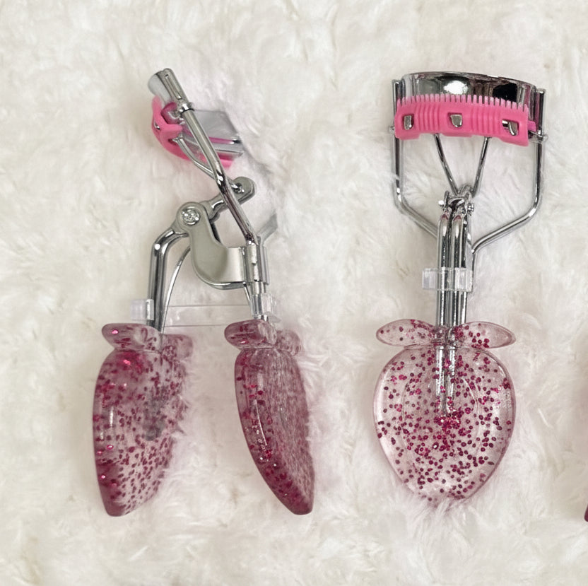 Glitter Leaf shaped Eyelash Curler with Built-In Lash Comb