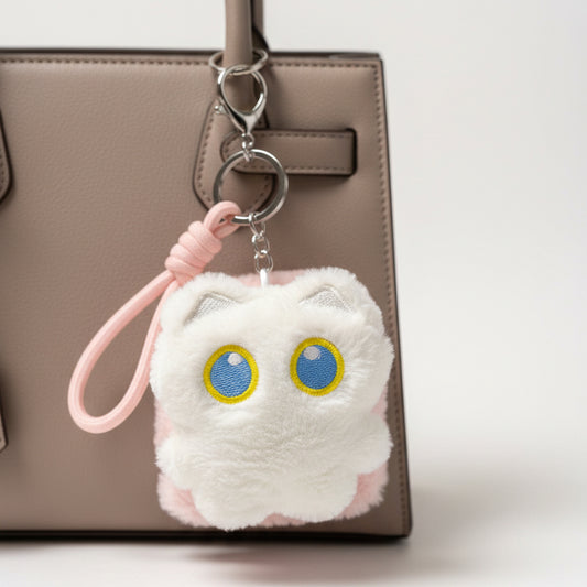 Cute Cat Plushie Mirror Bag Charm 😸🪞✨White and Pink