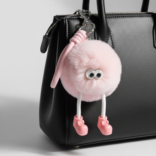 Mimi the Pink Puff 🎀🩷 - Bag Charm with Mirror 🎀🩷