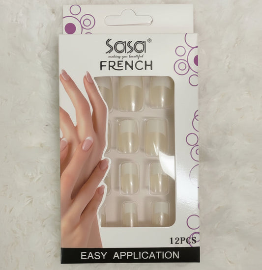 Clear Natural White French Nails — 12 Pieces