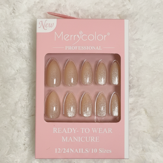 Merrycolor Professional Nails –  Chrome Toffee Peach Almond Press-On Nails (24 Pieces)
