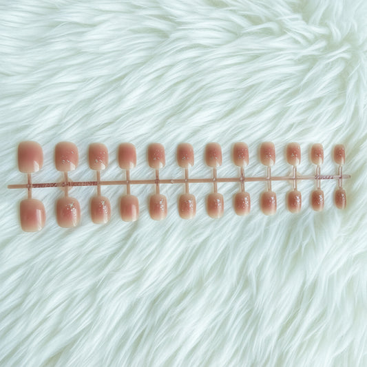 Miss Rose - Peach Glitter Press Nails - 24 Pieces