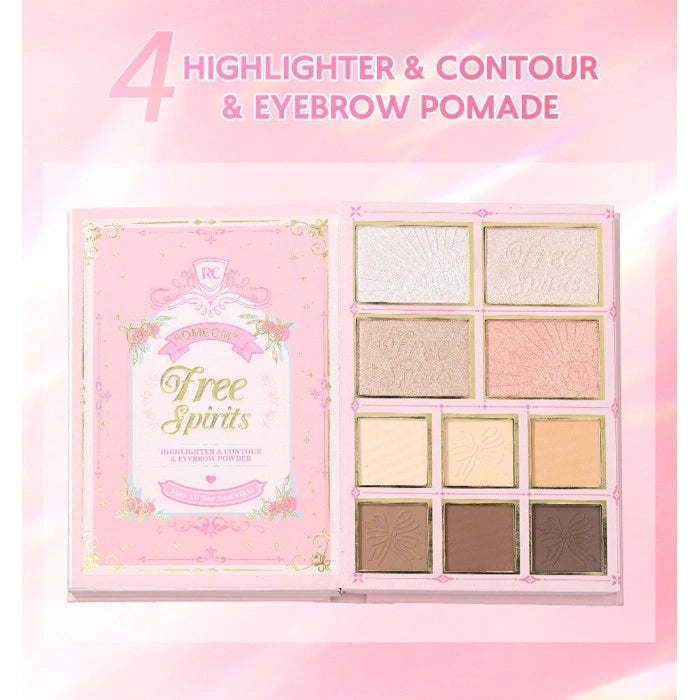 Romcom Enchanted Bloom Makeup Book Palette – All-in-One Eyeshadow, Blush, Highlighter, Contour & Lipstick Set