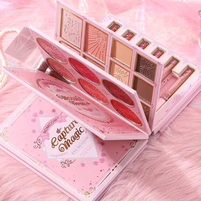 Romcom Enchanted Bloom Makeup Book Palette – All-in-One Eyeshadow, Blush, Highlighter, Contour & Lipstick Set